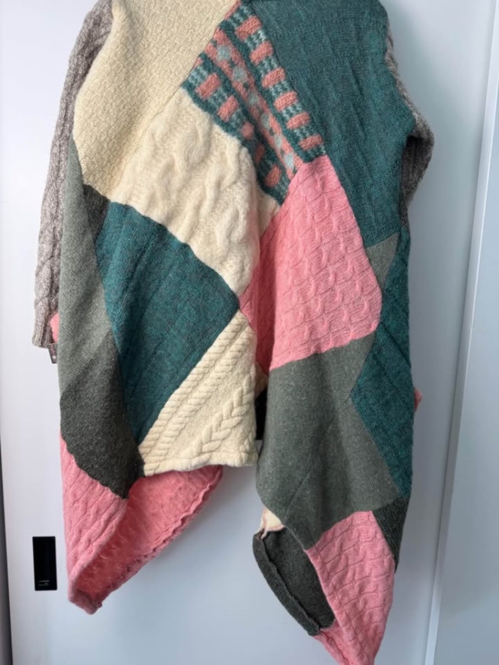 Honeybea Handmade Patchwork Wool Cardigan Colorblock One of a Kind Small/Medium - Picture 3 of 13